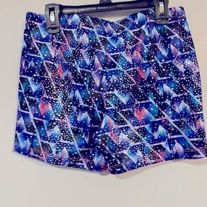 Galaxy spandex shorts with metallic stars
